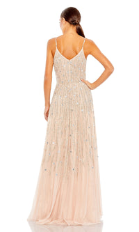 Long Peach Evening Gown with Rhinestones 93566