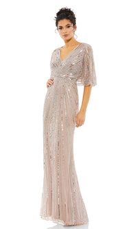 Sleeved Long Sequin Formal Dress: Mac Duggal 93583