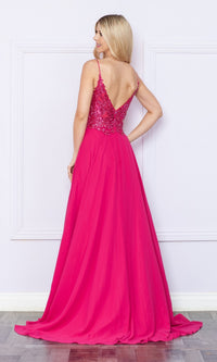 Beaded-Bodice Long A-Line Prom Dress 9366