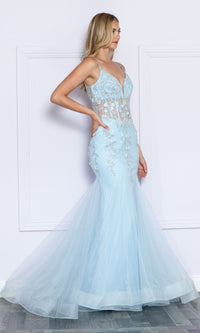 Sheer-Corset-Bodice Long Mermaid Prom Dress 9374