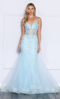 Sheer-Corset-Bodice Long Mermaid Prom Dress 9374