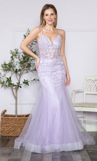 Sheer-Corset-Bodice Long Mermaid Prom Dress 9374