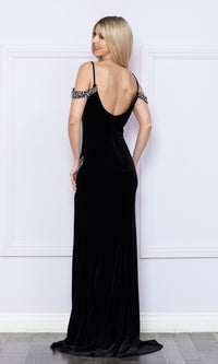 Off-the-Shoulder Long Velvet Prom Dress 9378