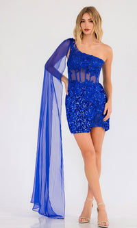 Sash Short Sequin Homecoming Dress: Juliet JT937R