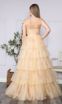 Strapless Long Tiered Glitter Prom Ball Gown 9386