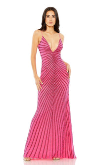 Mac Duggal Hot Pink Beaded Formal Dress 93950