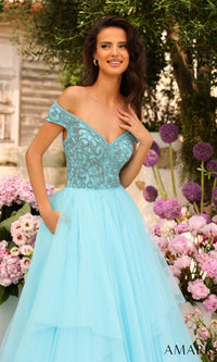 Beaded-Bodice Long A-Line Prom Dress: Amarra 94038