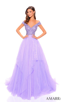 Beaded-Bodice Long A-Line Prom Dress: Amarra 94038