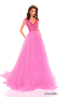 Beaded-Bodice Long A-Line Prom Dress: Amarra 94038