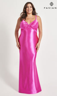 Faviana Plus-Size Long Satin Prom Dress 9549