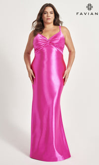 Faviana Plus-Size Long Satin Prom Dress 9549