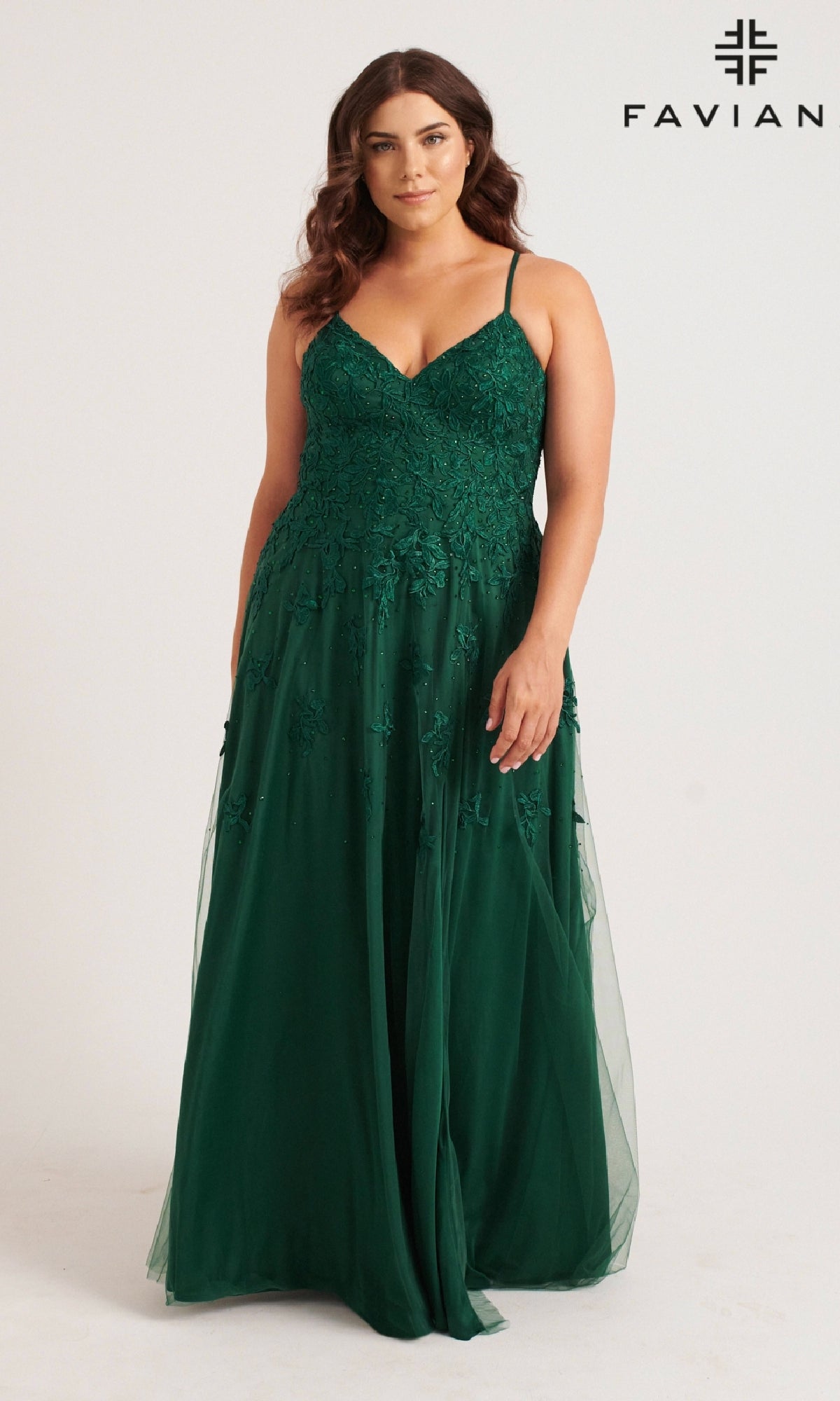 Long Plus-Size Prom Dress: Faviana 9552