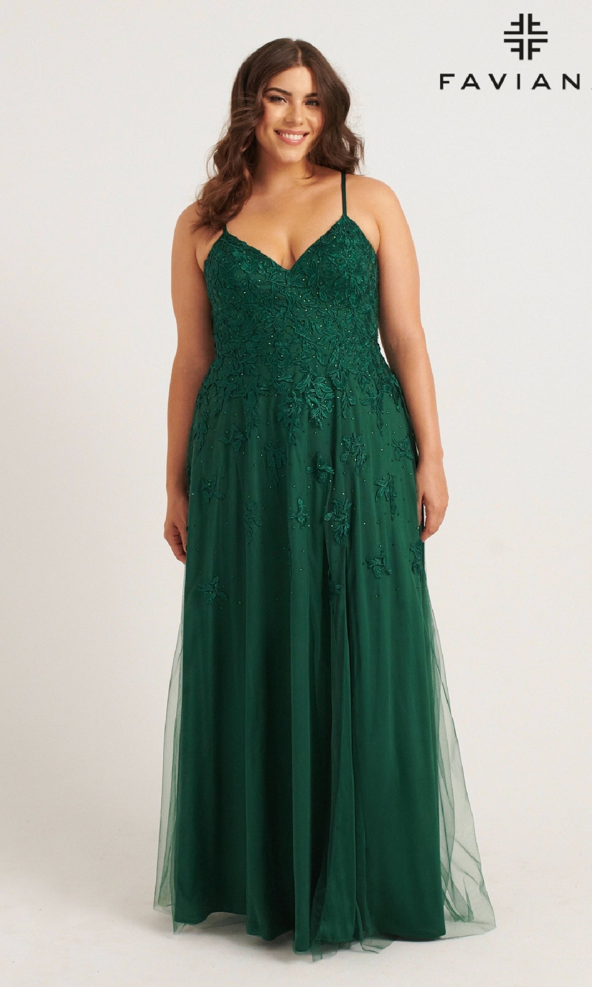 Long Plus-Size Prom Dress: Faviana 9552