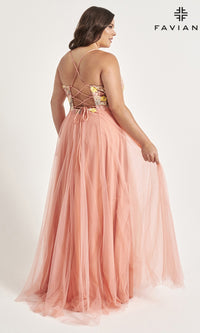 Faviana Floral Plus-Size Long Prom Dress 9557