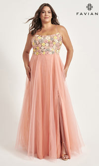 Faviana Floral Plus-Size Long Prom Dress 9557