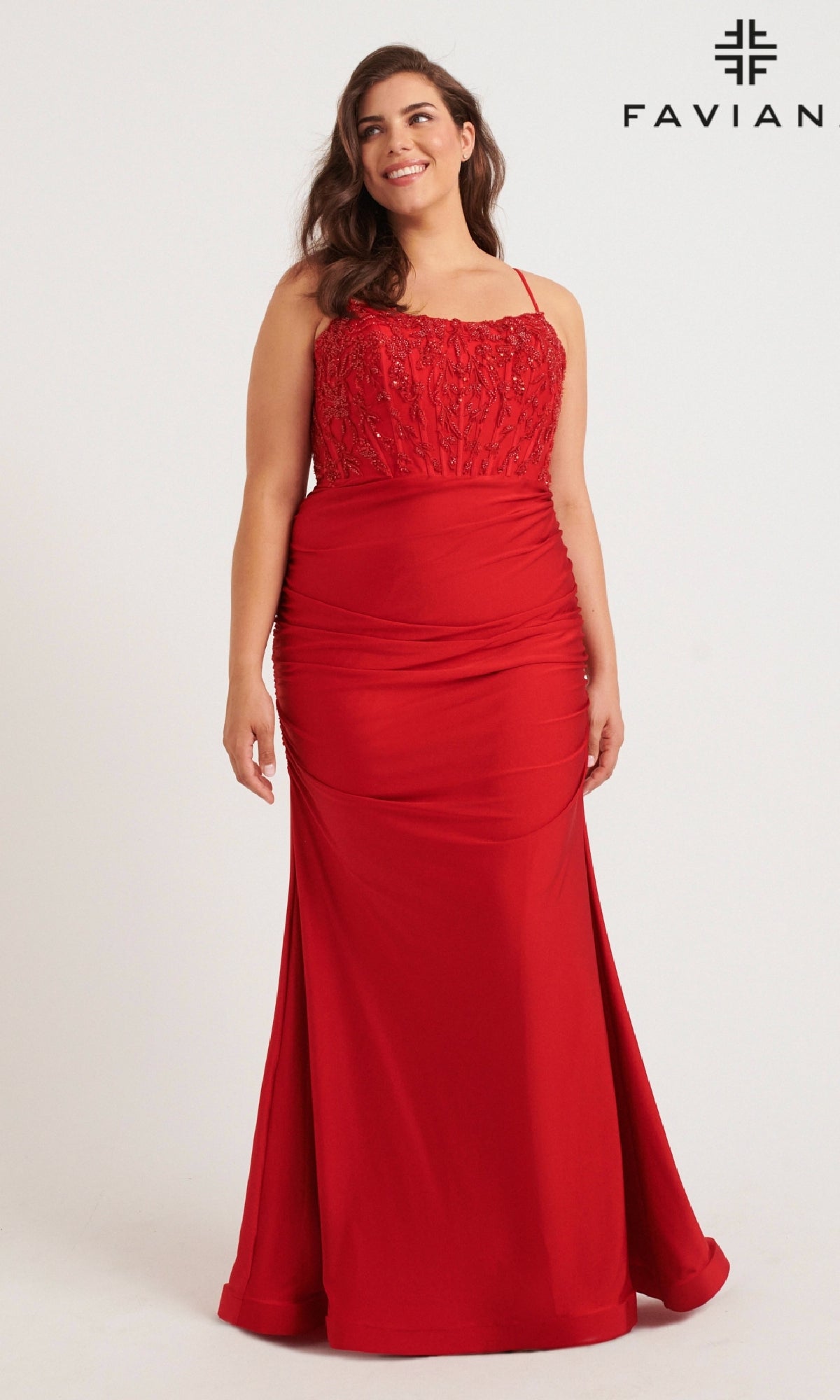 Long Plus-Size Prom Dress: Faviana 9569