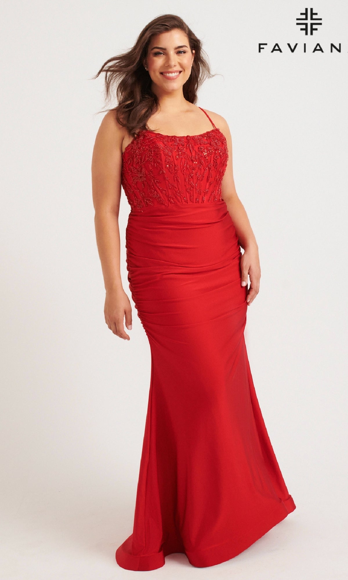 Long Plus-Size Prom Dress: Faviana 9569