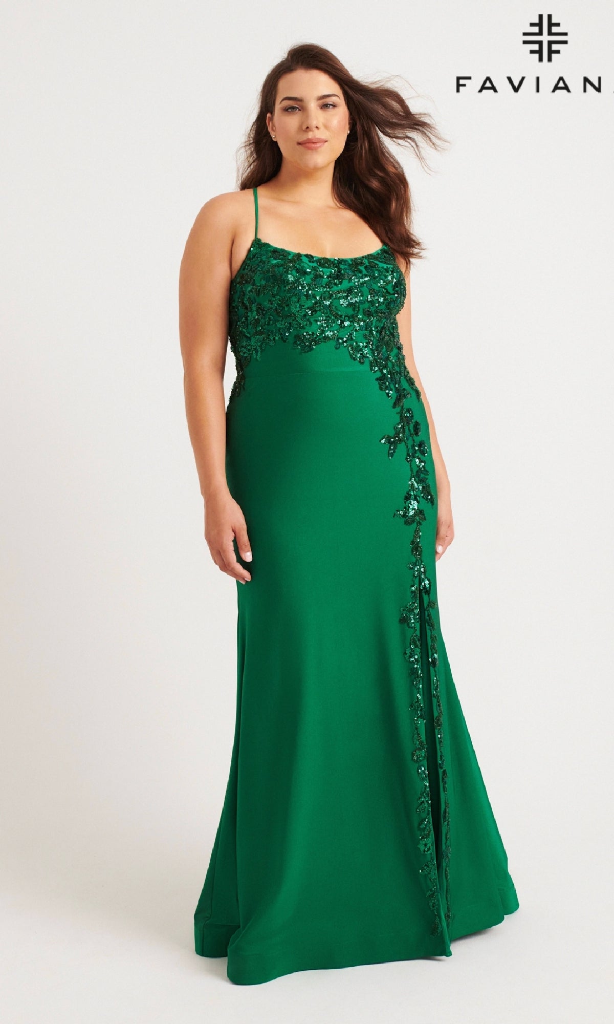 Long Plus-Size Prom Dress: Faviana 9570