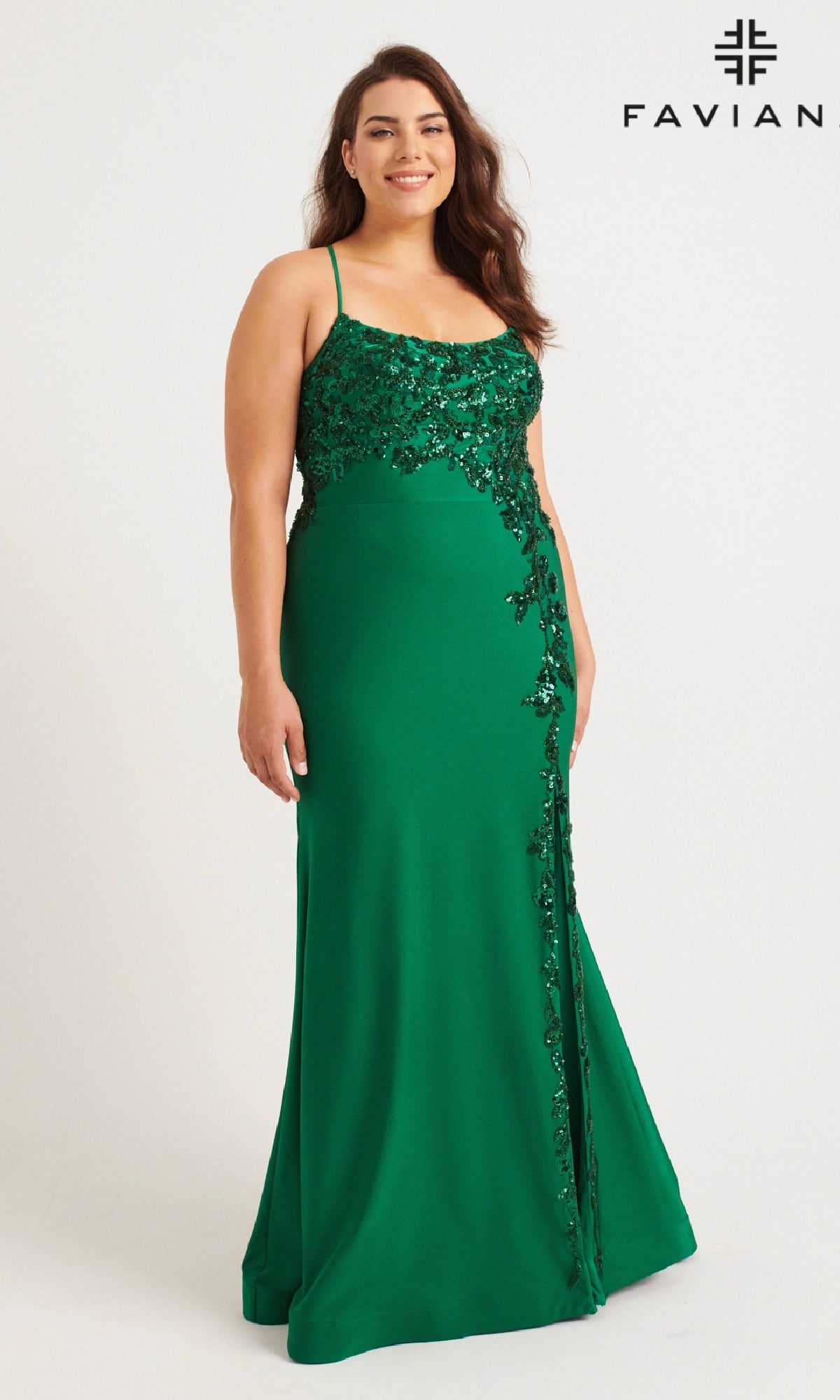 Long Plus-Size Prom Dress: Faviana 9570