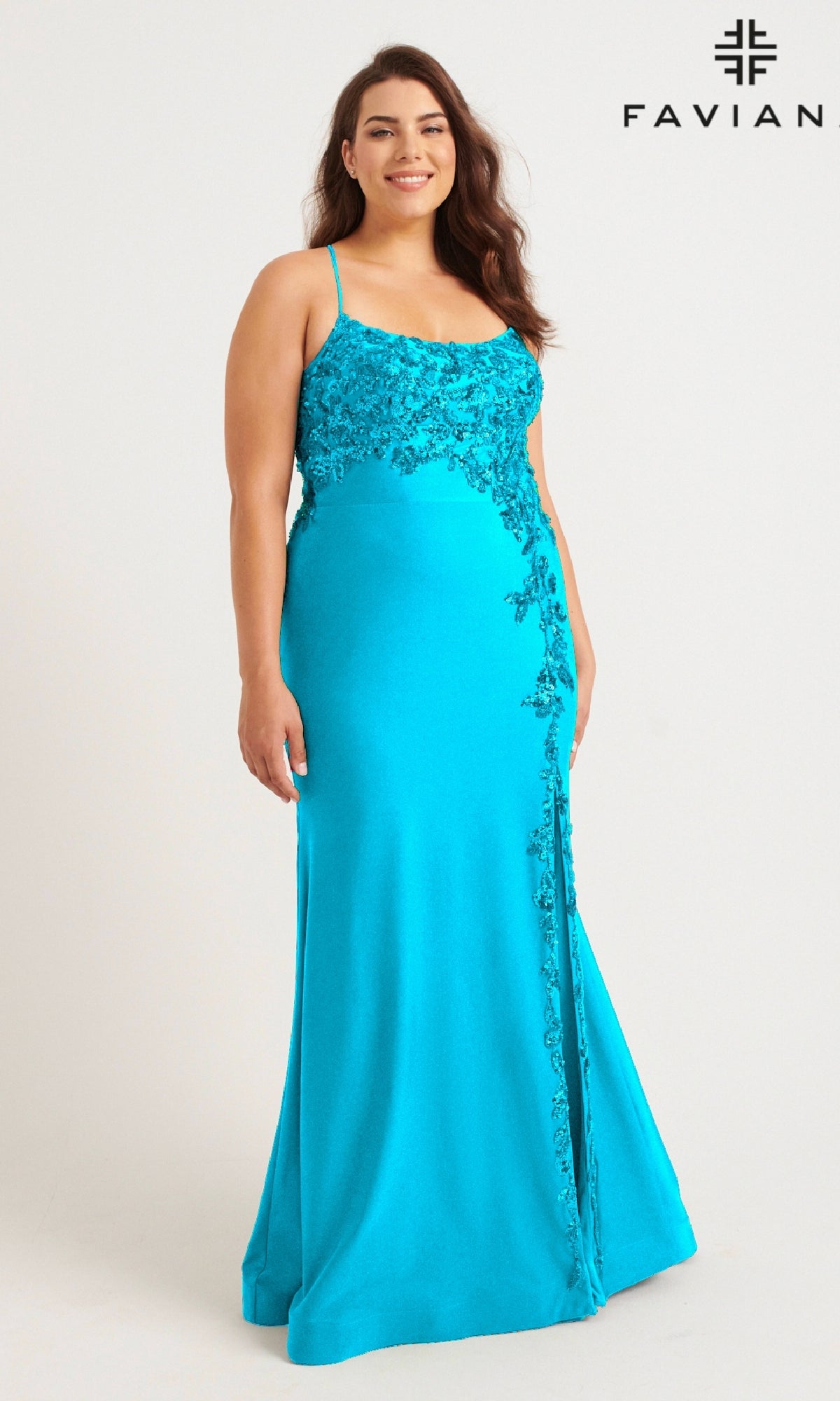 Long Plus-Size Prom Dress: Faviana 9570