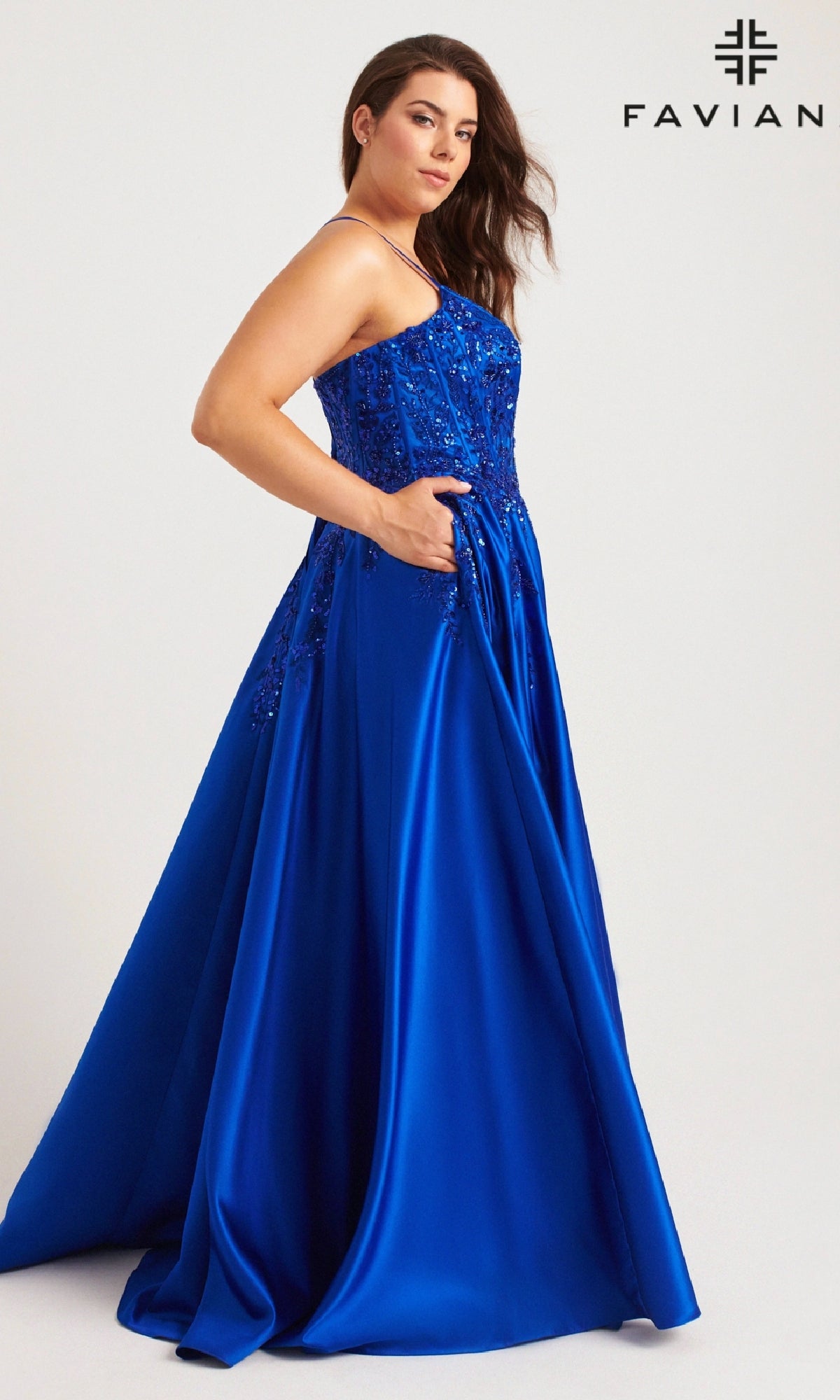 Long Plus-Size Prom Dress: Faviana 9575