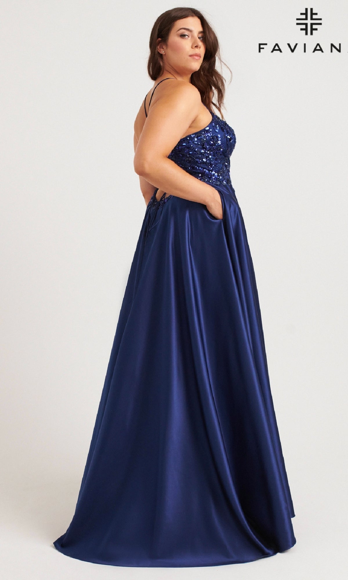 Long Plus-Size Prom Dress: Faviana 9578