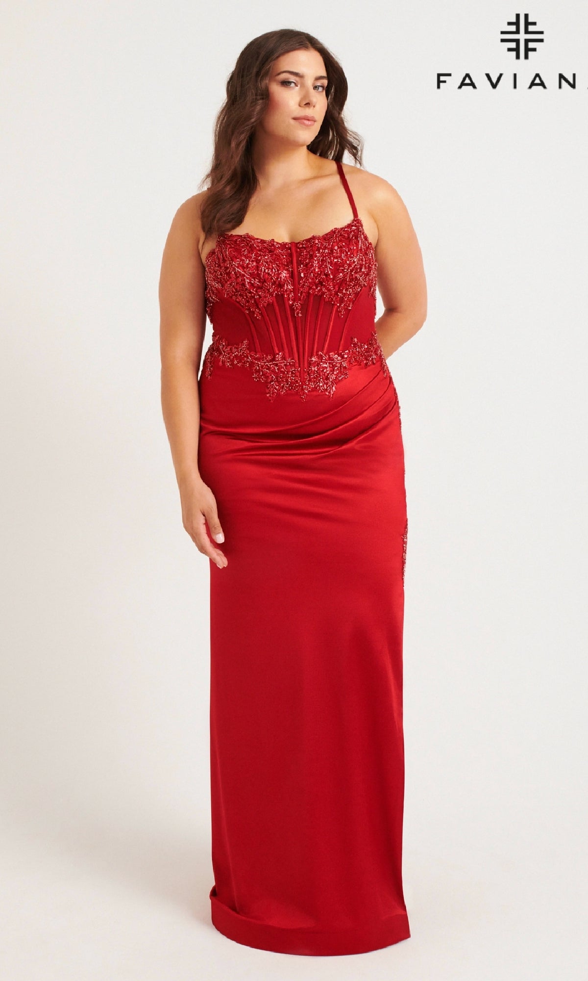 Long Plus-Size Prom Dress: Faviana 9592