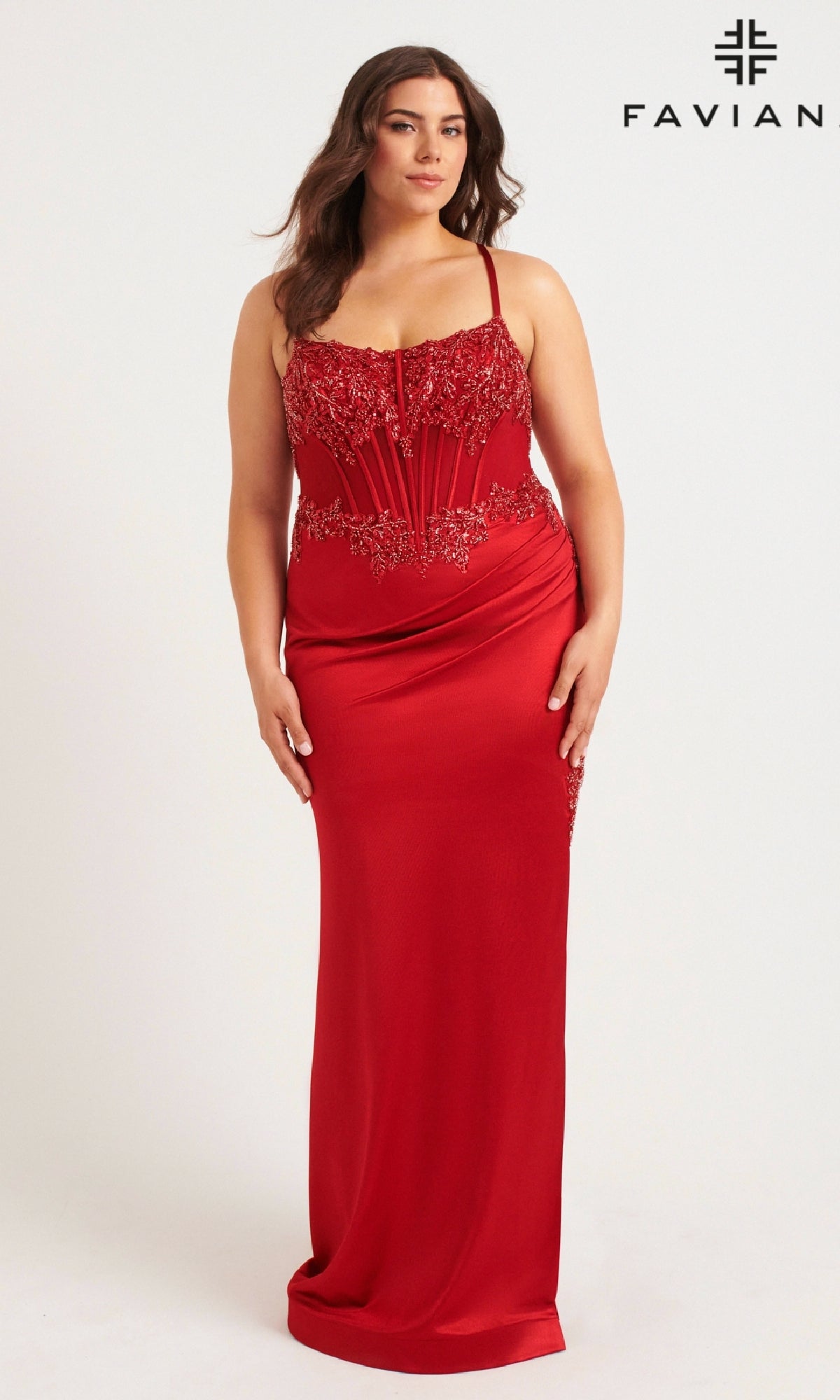 Long Plus-Size Prom Dress: Faviana 9592