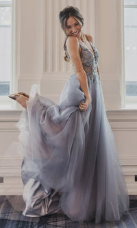 Long Tulle Prom Ball Gown with Embroidery A0672