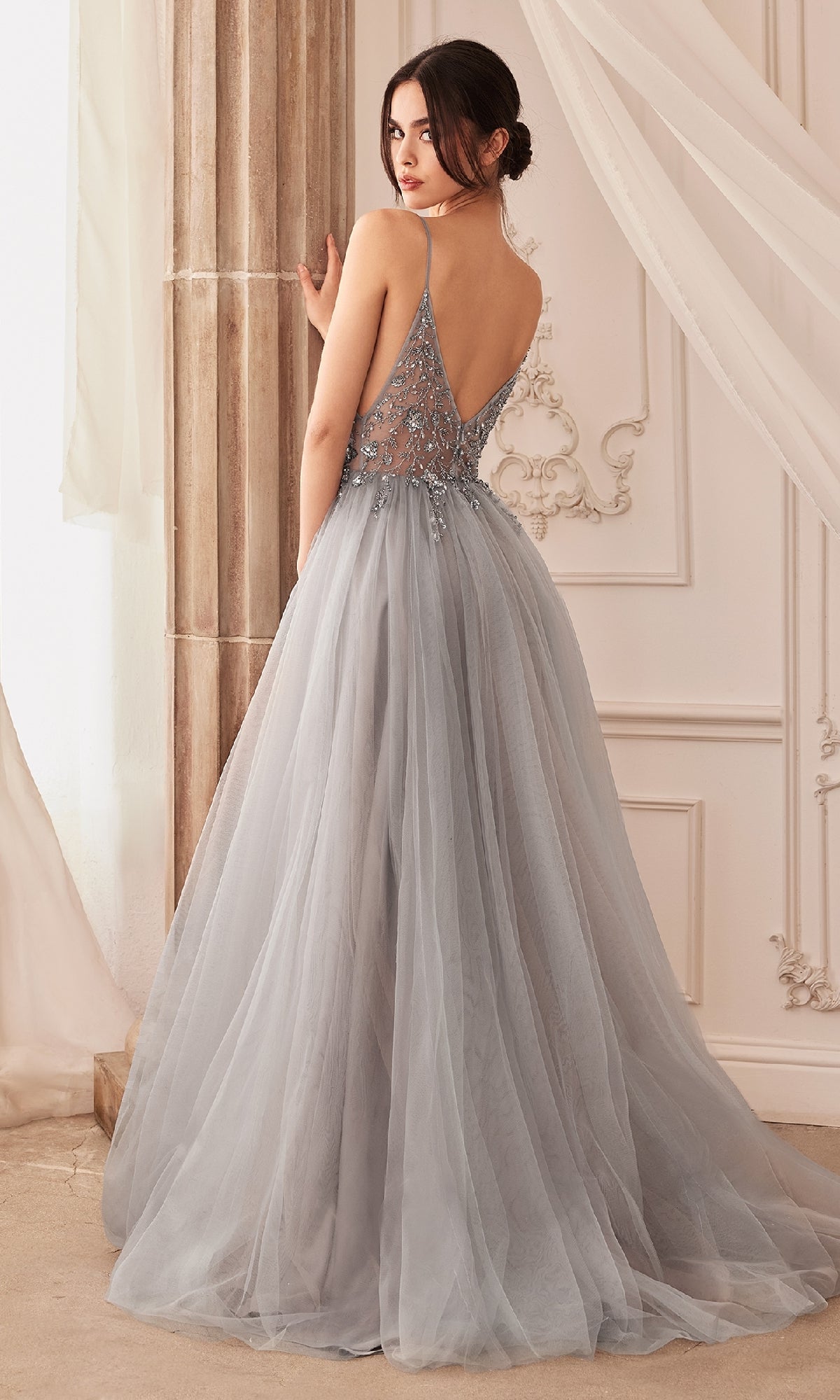 Long Tulle Prom Ball Gown with Embroidery A0672