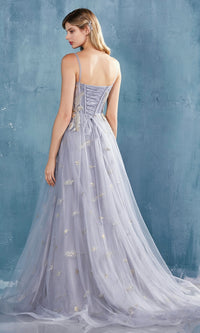 Shoulder-Bow Long Corset Prom Ball Gown A0824