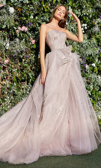 Strapless Long Prom Dress A1021 with Butterflies