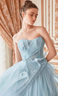 Strapless Long Prom Dress A1021 with Butterflies