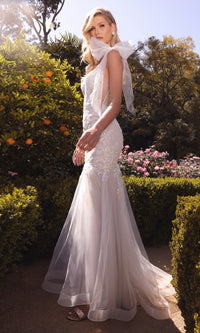 Low V-Neck White Wedding Dress A1039W