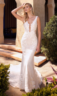 Sleeveless White Lace Wedding Dress A1072W