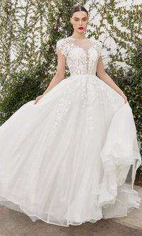 Cap-Sleeve Wedding Ball Gown A1082W