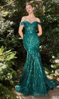 Off-Shoulder Long Sequin Mermaid Prom Dress A1107