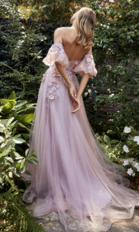 Strapless Puff-Sleeve Long Prom Dress A1108