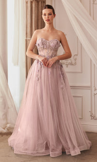 Strapless Puff-Sleeve Long Prom Dress A1108