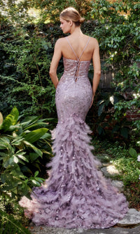 Long Mermaid Formal Gown with Feathers A1116