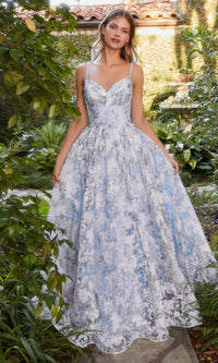 Lace-Up Long Floral Prom Ball Gown A1132