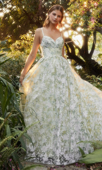 Lace-Up Long Floral Prom Ball Gown A1132