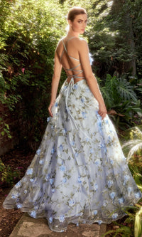 Backless Floral Long Pastel A-Line Prom Dress A1138