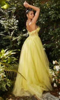 Sheer-Bodice One-Shoulder Prom Ball Gown A1140