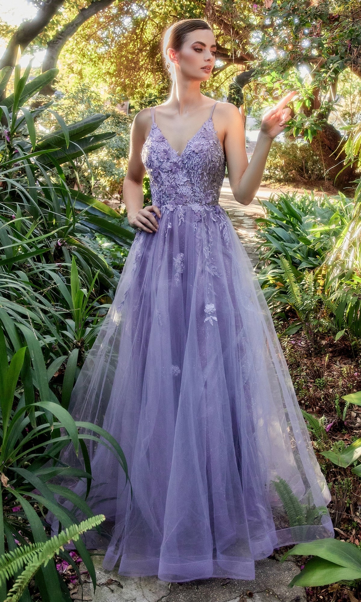 Floral embroidered tulle prom cheap dress