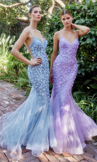 Floral Beaded Long Mermaid Prom Dress A1201