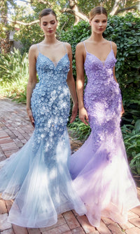 Floral Beaded Long Mermaid Prom Dress A1201