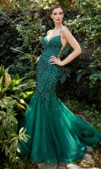 Floral Beaded Long Mermaid Prom Dress A1201