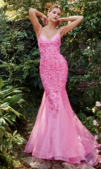 Floral Beaded Long Mermaid Prom Dress A1201