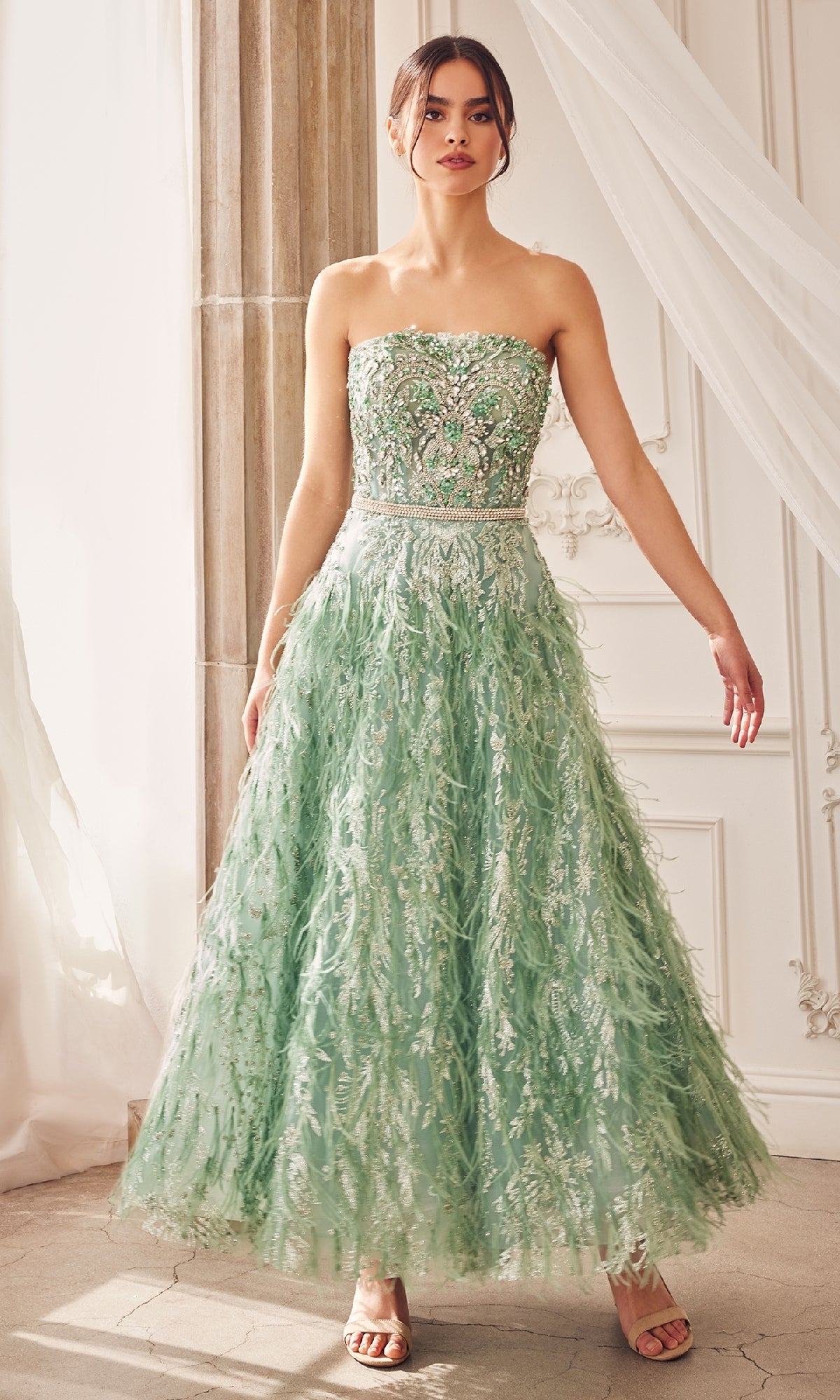 Long Sage Green Formal Dress: Andrea & Leo A1226